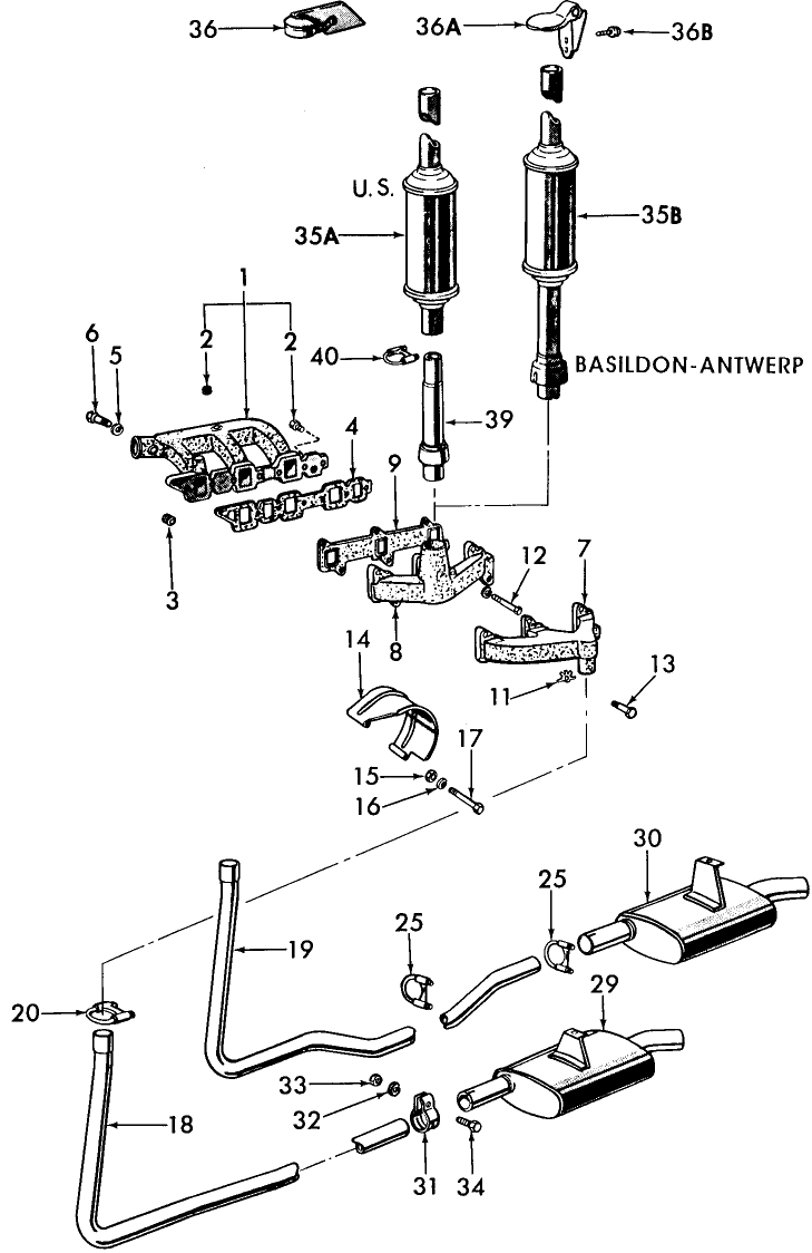 06P01 MANIFOLD, MUFFLER & RELATED PARTS, DIESEL - 2000, 3000, 4000