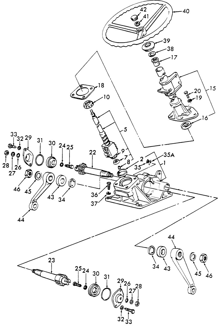 03B01 STEERING GEAR ASSEMBLY, MANUAL (75/) L/CAB (4-76/) - 2600, 3600, 231, 531, 233, 333, 3900, 4100, 335