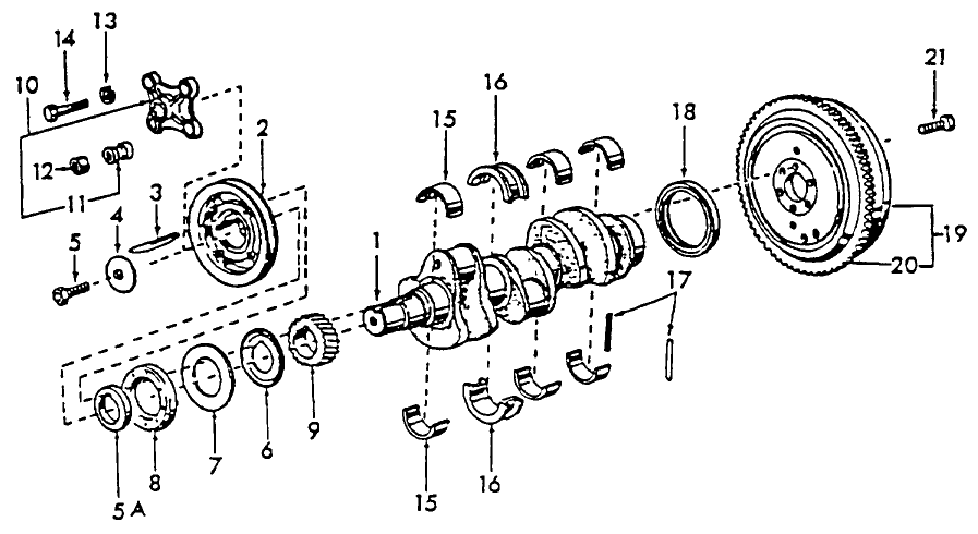 06B01 CRANKSHAFT, FLYWHEEL & RELATED PARTS, 3 CYLINDER ENGINE