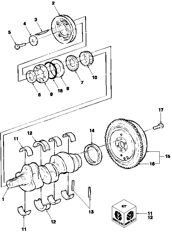 06B01 CRANKSHAFT, FLYWHEEL & RELATED PARTS, 3 CYL ENGINE