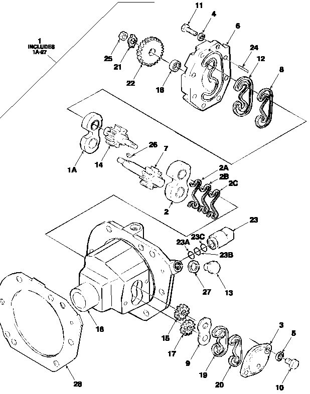 05M01 PUMP ASSEMBLY & RELATED PARTS, CENTER HOUSING MOUNTED