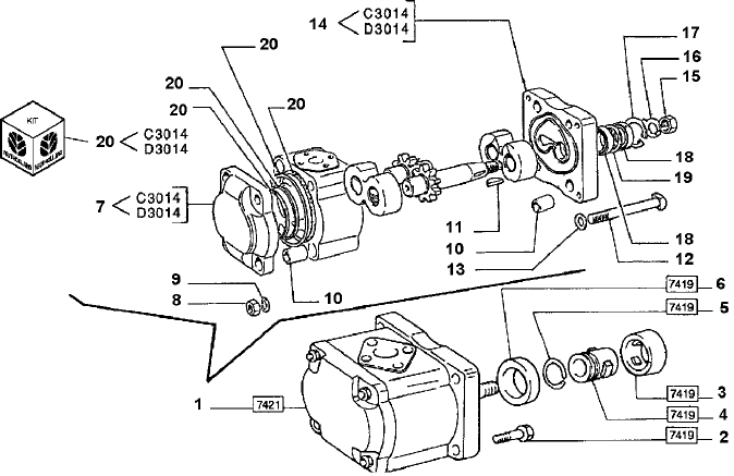 1.63.8/1A 2WD/4WD FRONT AXLE, HYDRAULIC STEERING PUMP, A25