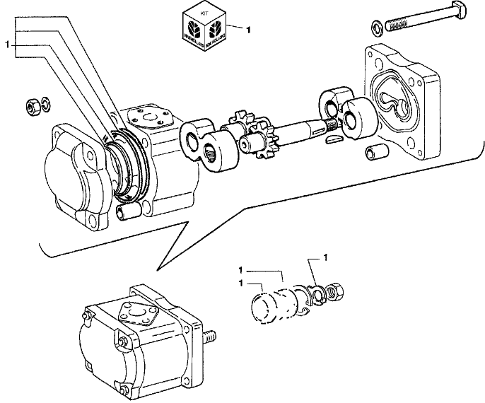 1.63.8/C 2WD FRONT AXLE, HYDRAULIC STEERING PUMP, A18, REPAIR KIT