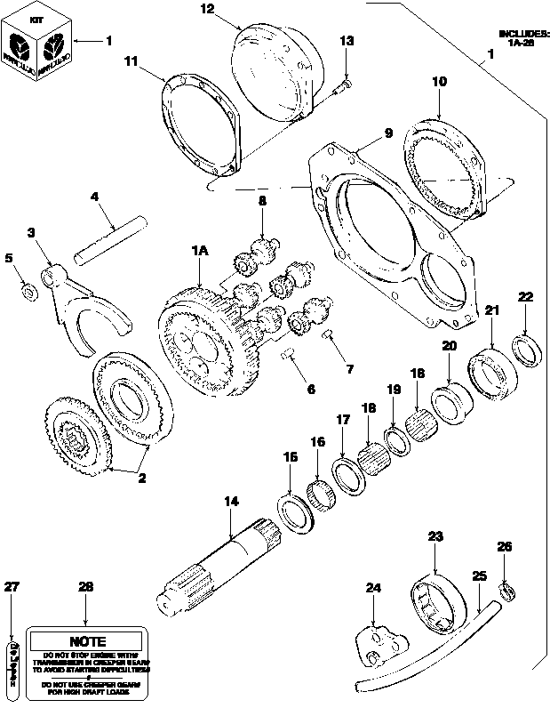 07Y01 REDUCTION GEARBOX KIT, W/8 X 2, W/CREEPER GEAR, L/ SYNCHRONIZED TRANSMISSION, D.I.A.