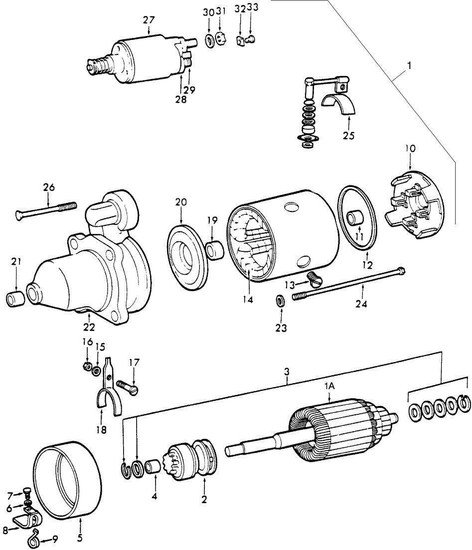 11N02 STARTING MOTOR & RELATED PARTS, 5" DIA., NH-E (9-77/1-78)