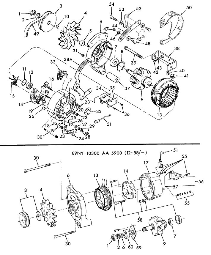 11H01 ALTERNATOR ASSEMBLY - 32, 51, & 55 AMP (U.S.)