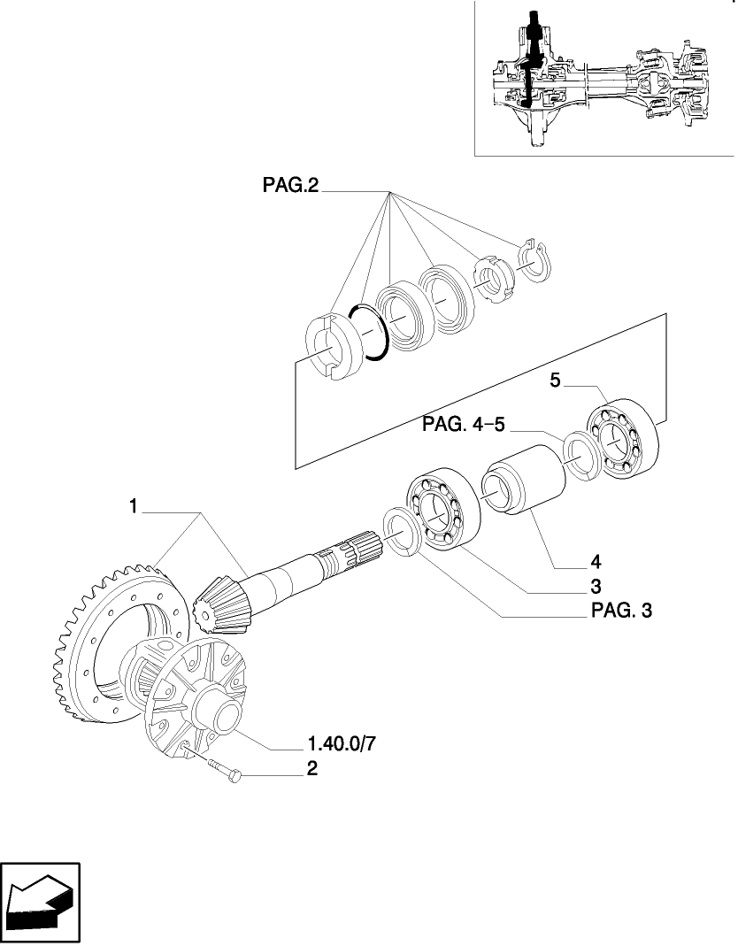 1.40.0/ 6(01) FRONT AXLE-BEVEL GEAR/PINION SET - 4WD