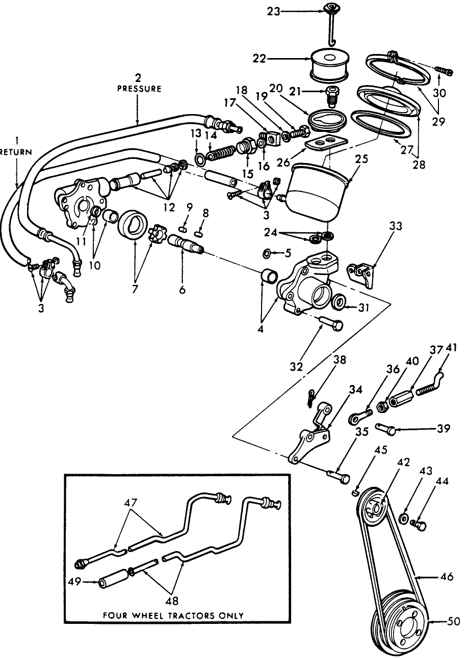 03C03 POWER STEERING PUMP, OIL RESERVOIR & RELATED PARTS - ALL PURPOSE & ROW CROP AFTER S/N 89929 & L.C.G. & INDUSTRIAL - GROVE