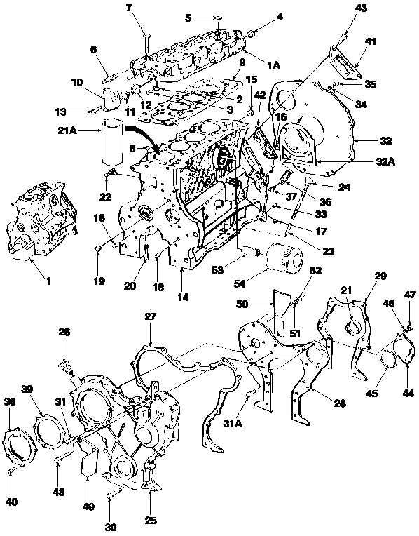 06A03 CYLINDER BLOCK HEAD & RELATED PARTS, 4-CYLINDER DIESEL, 5600, 6600, 7600, 5700, 6700 & 7700