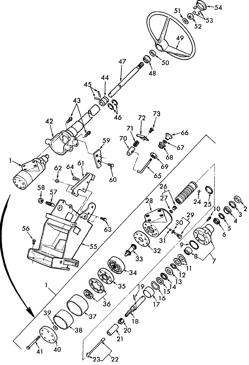 03G03(A) STEERING MOTOR, COLUMN & TILT MECHANISM, 5200 & 7200 (4-73/)