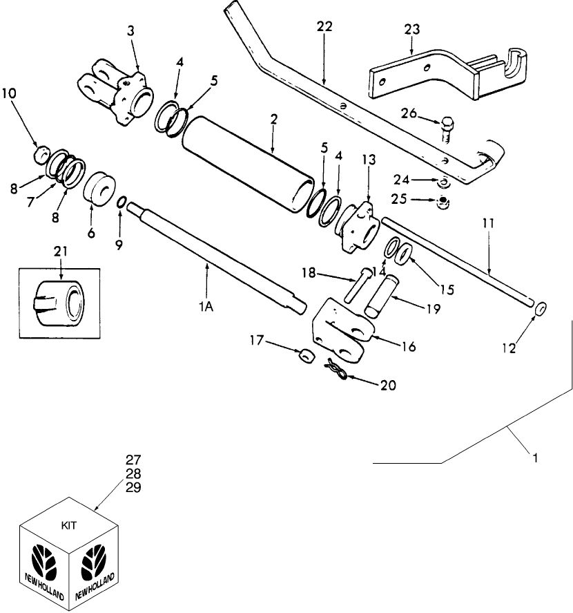 17C01(C) HYDRAULIC REMOTE CONTROL CYLINDER ASSEMBLY, 3-1/2" (ACCESSORY) U.S.