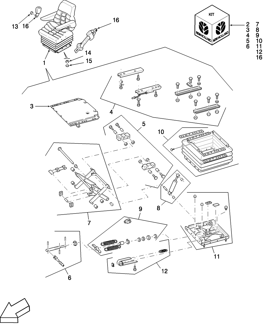 13G02 SEAT SUSPENSION, DELUXE, GRAMMER (DS85H/90A), L/CAB (11-95/-)