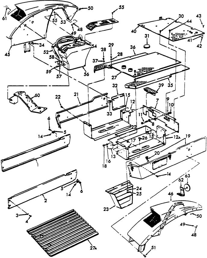 14A01 PLATFORM, FENDERS, CONTROL CONSOLE & RELATED PARTS, L/CAB (68/7-76)