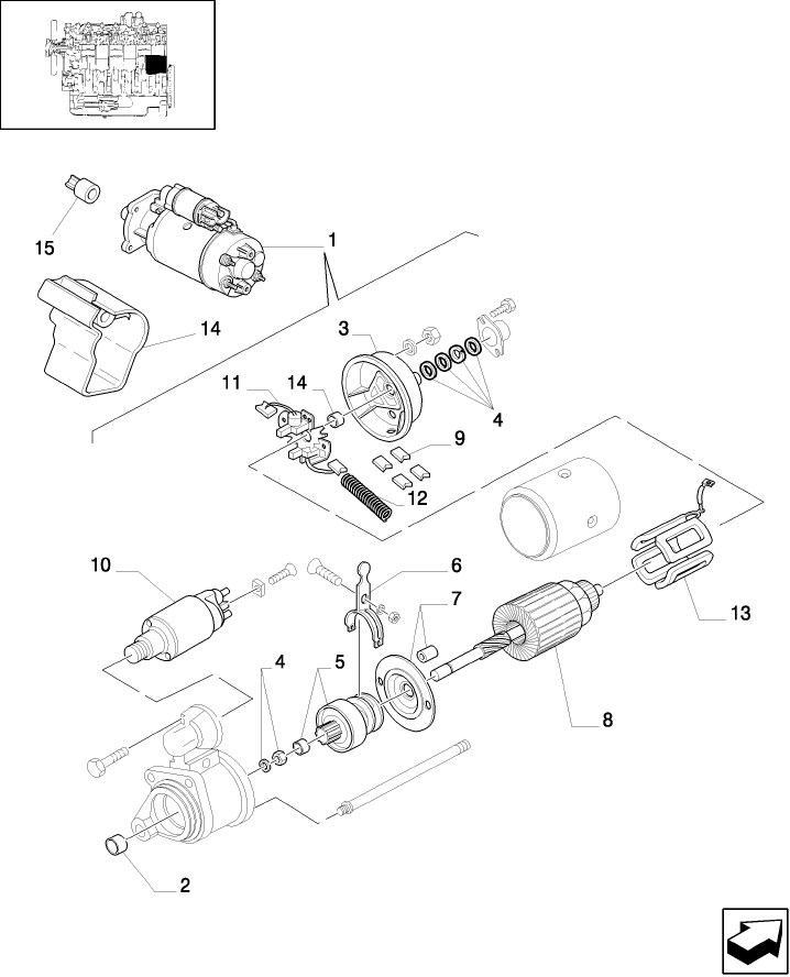 11G02 STARTER MOTOR ASSEMBLY COMPONENTS, BOSCH