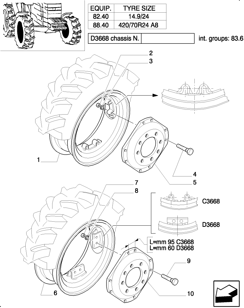 82.40 STEERING DRIVE WHEELS - RIM  W12-24 (4WD)