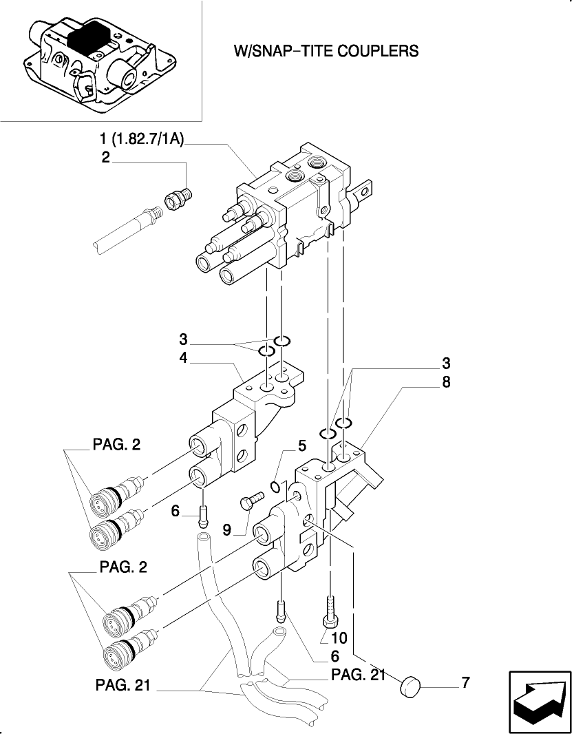 821(01) LOAD SENSING CLOSED CENTRE (CCLS) HYDRAULIC LIFT-EXTRA EXTERNAL CONTROL VALVES(W/SNAP-TITE COUPLERS)