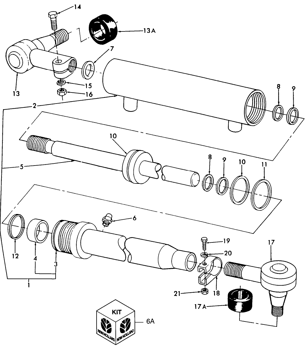 03E01 POWER STEERING CYLINDER ASSEMBLY & END ASSEMBLIES - 7910, 8210 (1-82/1/87)