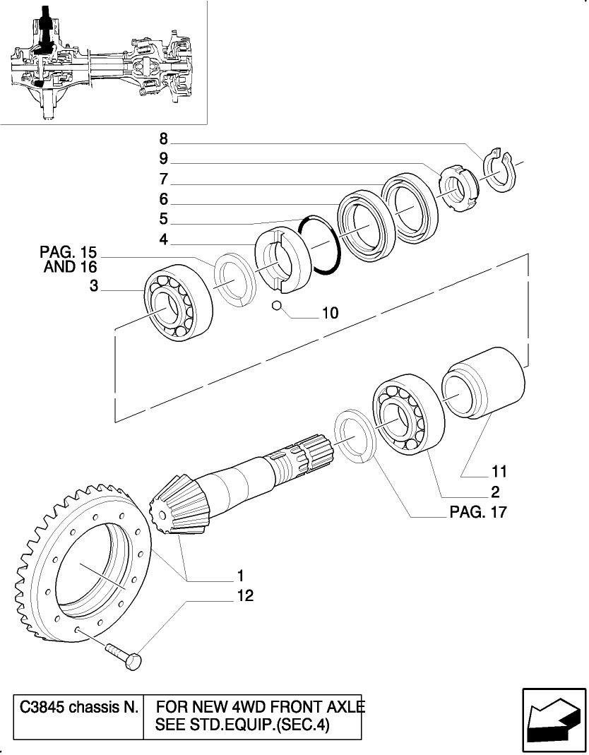 007(14) 4WD FRONT AXLE PINION SET, W/CAB - NHNA