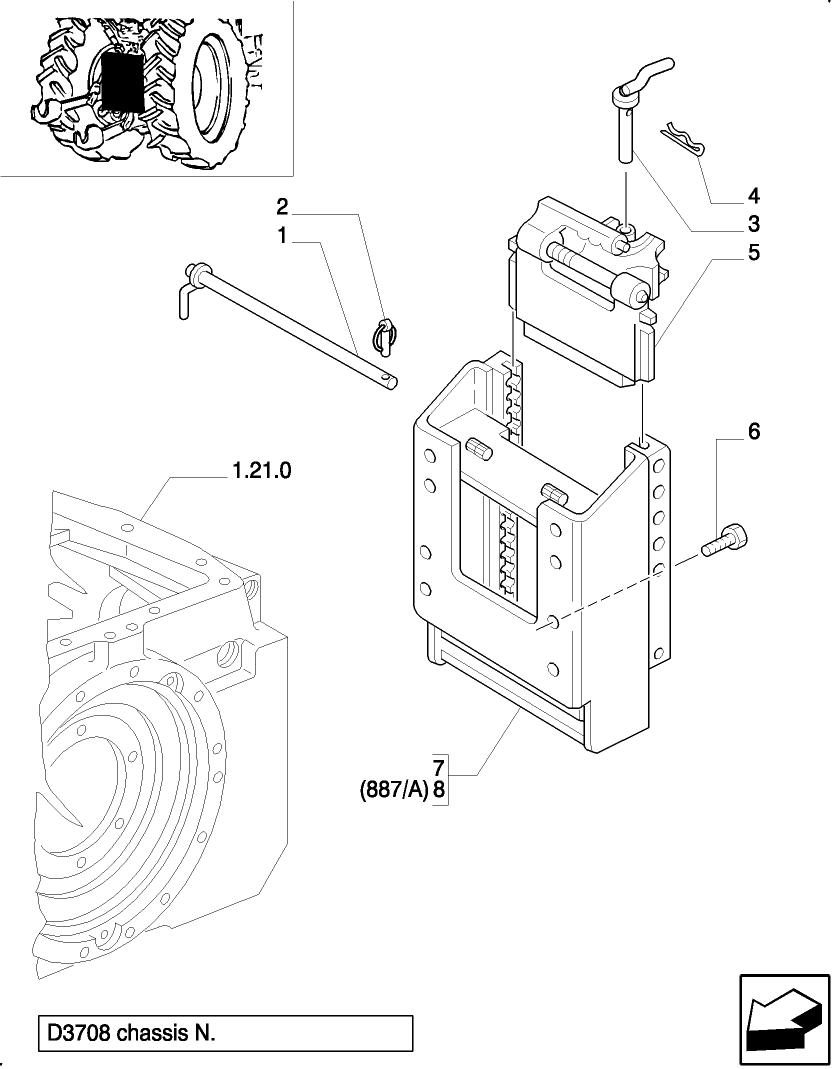 887 ROTARY HITCH SUPPORT ON PITON SKIDS