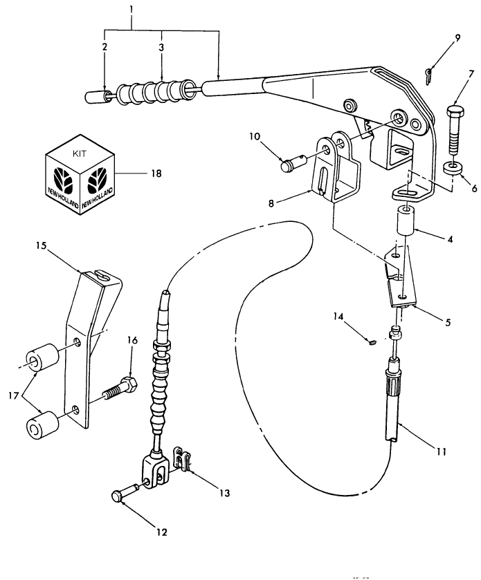 02E01 TRANSMISSION HANDBRAKE LEVER - TW5, TW15, TW25, TW35, 8530 THRU 8830