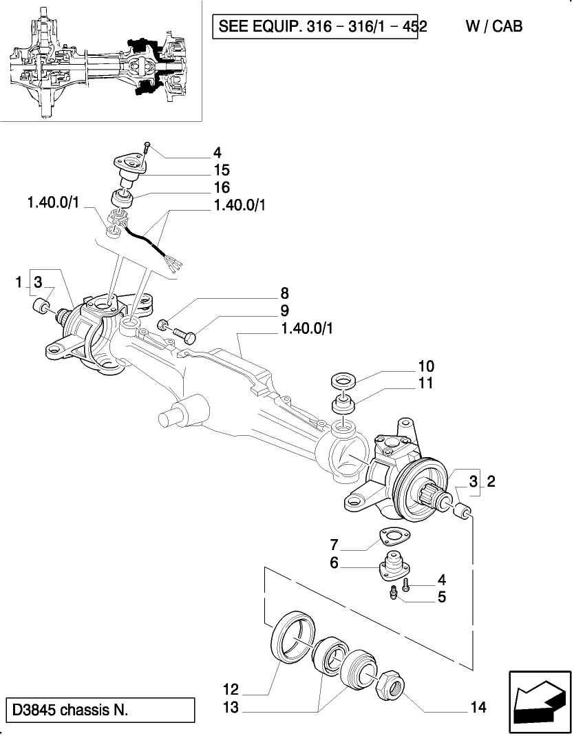 1.40.0/02(03) 4WD FRONT AXLE - STEERING KNUCKLE
