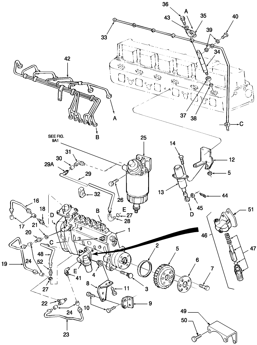 09B03 FUEL SYSTEM W/ "A" INJECTION PUMP (9-95/) - 8670, 8770, G170, G190