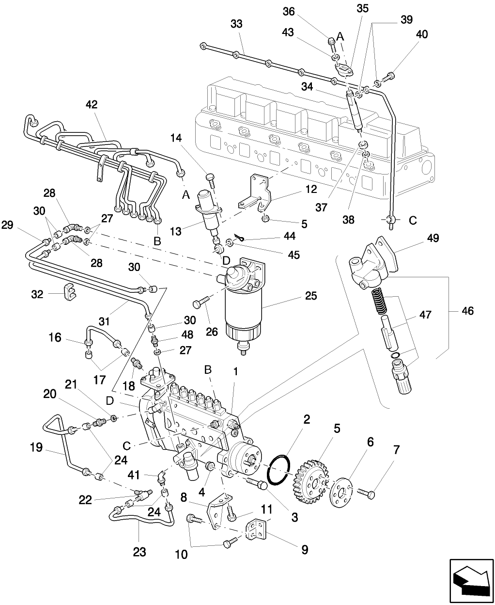 09B01 FUEL SYSTEM W/ "A" INJECTION PUMP (9-93/8-95) - 8670, 8770, G170, G190