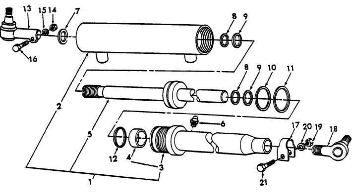 03D02 POWER STEERING CYLINDER & END ASSEMBLIES - 8700, 9700, TW10, TW20, TW30