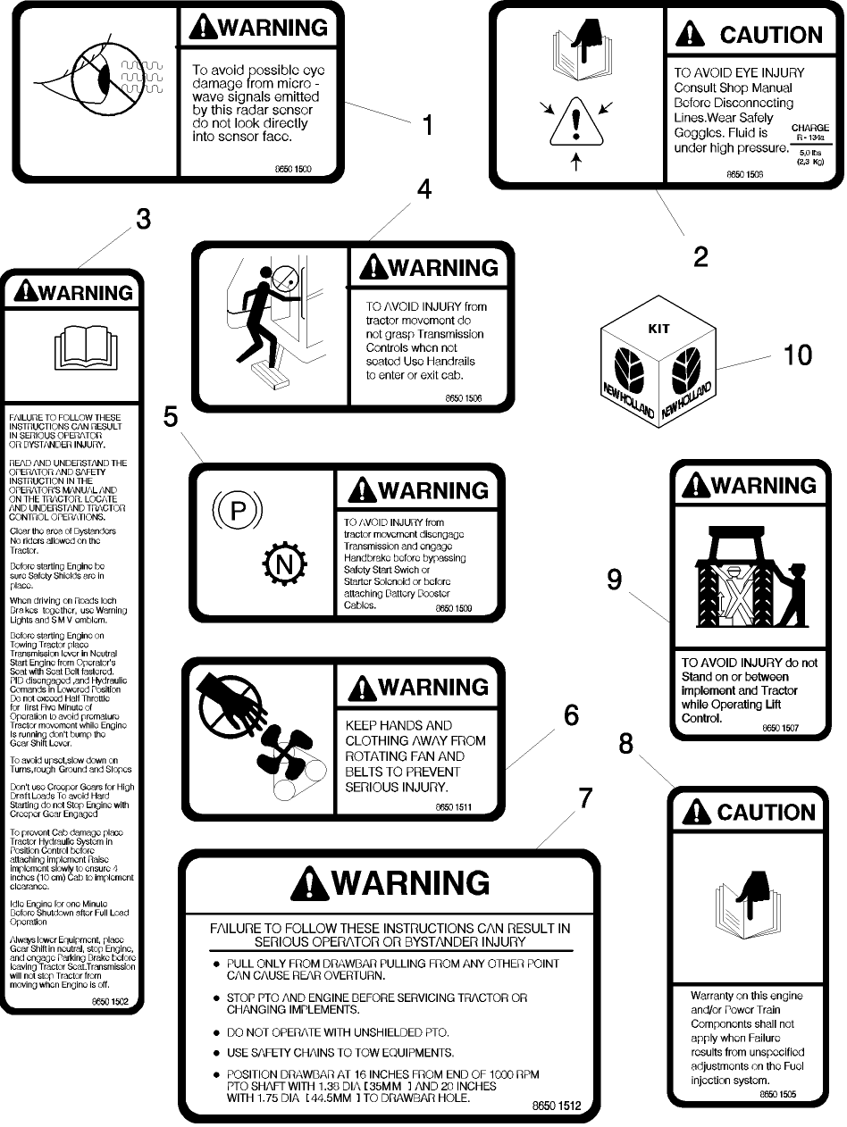 16E02 FRENCH (CANADA) WARNING DECALS