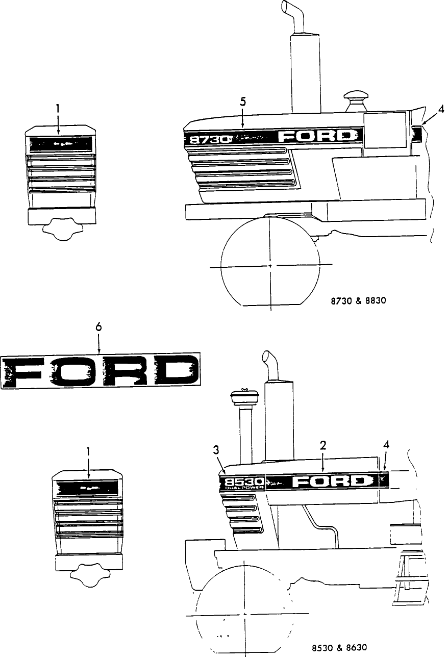 16F01 MODEL IDENTIFICATION DECALS - 8530, 8630, 8730, 8830