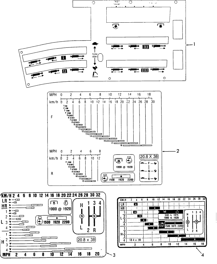 16H01 SHIFT PATTERN & CONTROL CONSOLE DECALS - 8530, 8630, 8730, 8830