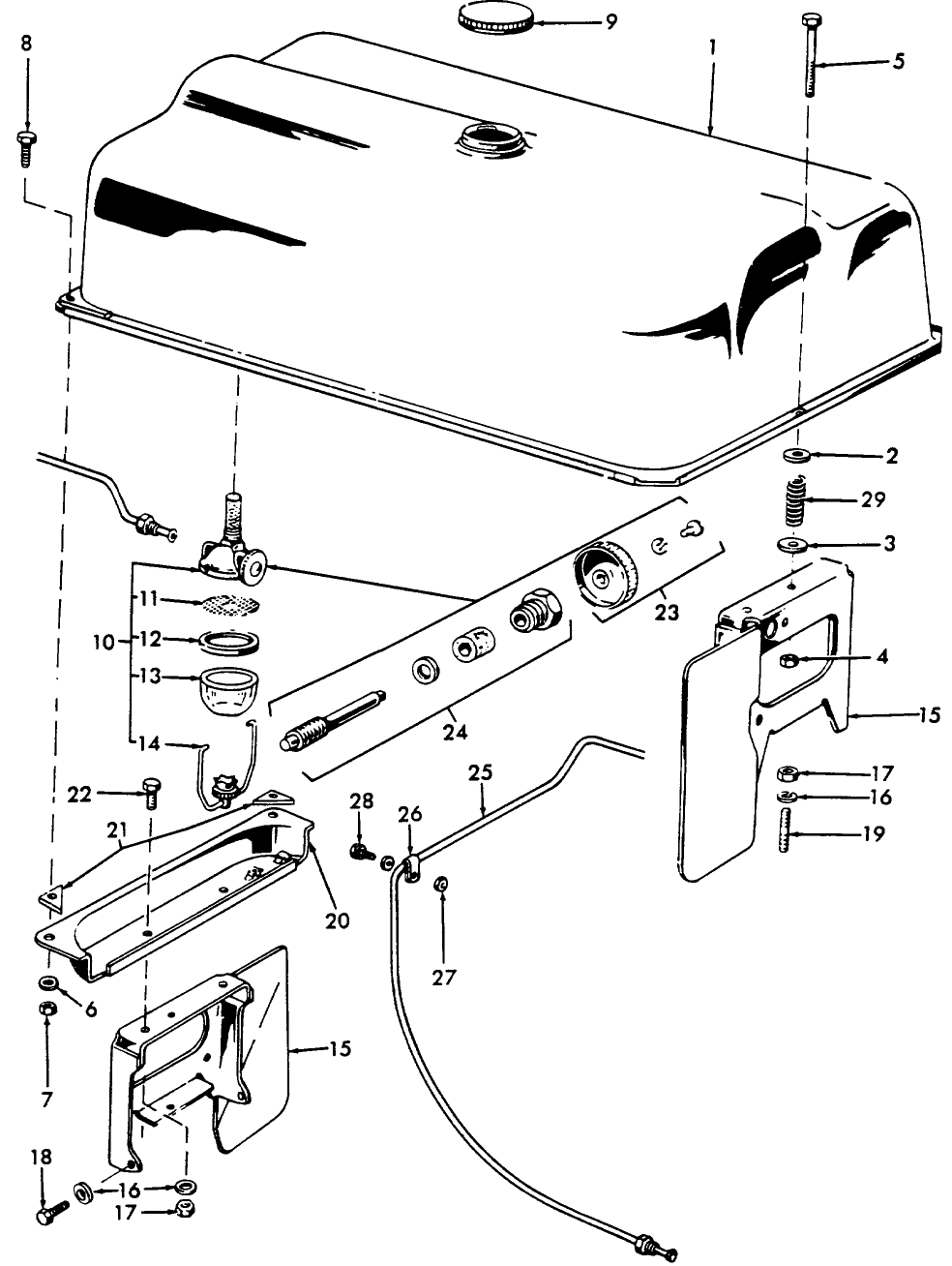 09A01(A) FUEL TANK LINES & RELATED PARTS, GAS 53/54, KEROSENE 53/57