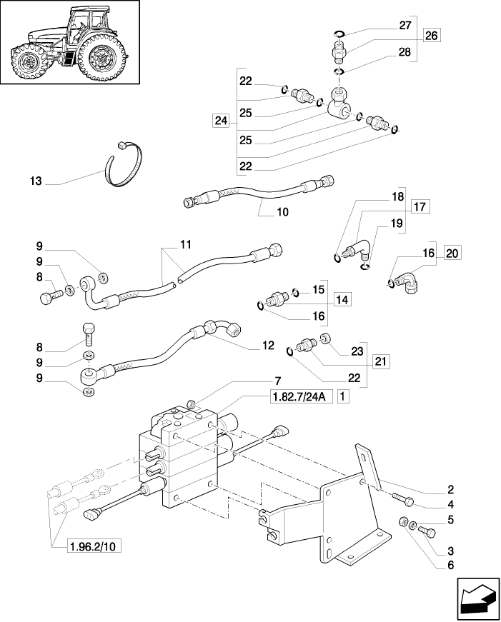 1.82.7/24 NAR LOADER READY WITH 3 ELEMENTS MID MOUNT VALVES - CONTROL VALVE AND PIPES