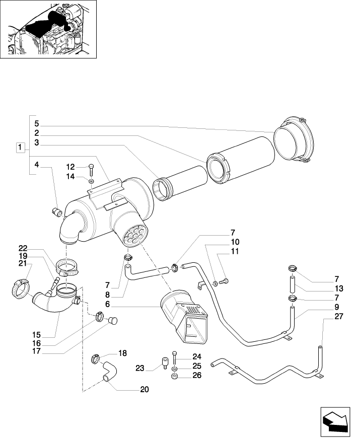 1.19.1/01(03) (VAR.330189-331189) AIRCLEANER WITH PRECLEANER FOR ROOF WITH HIGH PROFILE