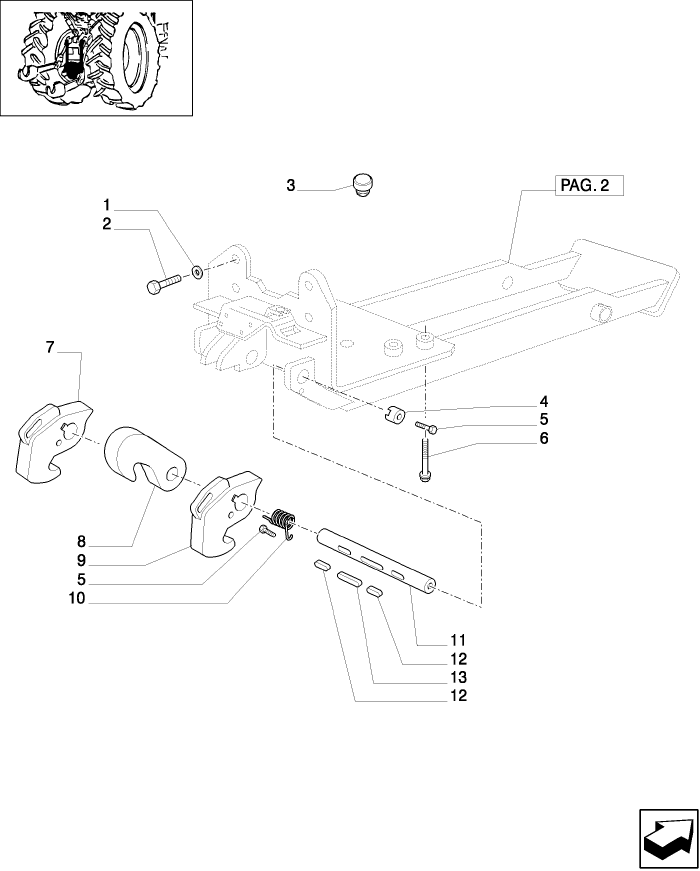 1.89.3/01(01) (VAR.331945-332945-333945) APUH - HYDRAULIC PUSH BACK WITH SWINGING DRAWBAR - TOW HOOK