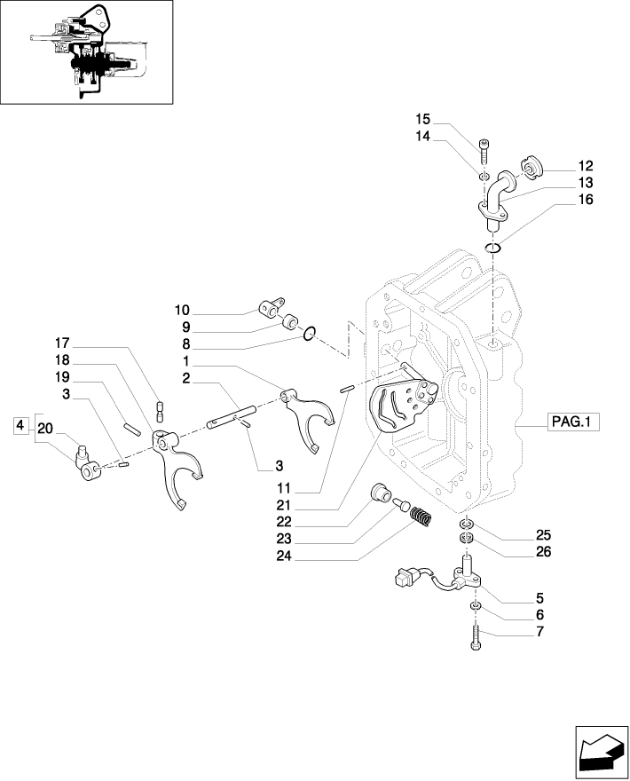 1.80.1/01(03) POWER TAKE-OFF 540/750/1000 RPM - LEVER AND FORK