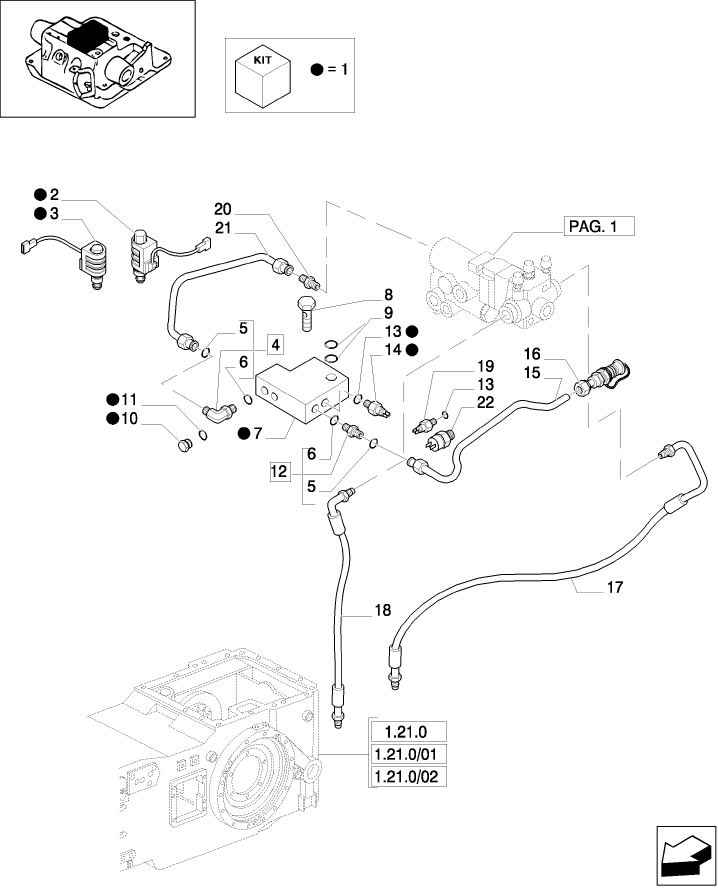 1.82.714(02) (VAR.330723-331723) TRAILER BRAKE VALVE (ITALY) - VALVE PIPES