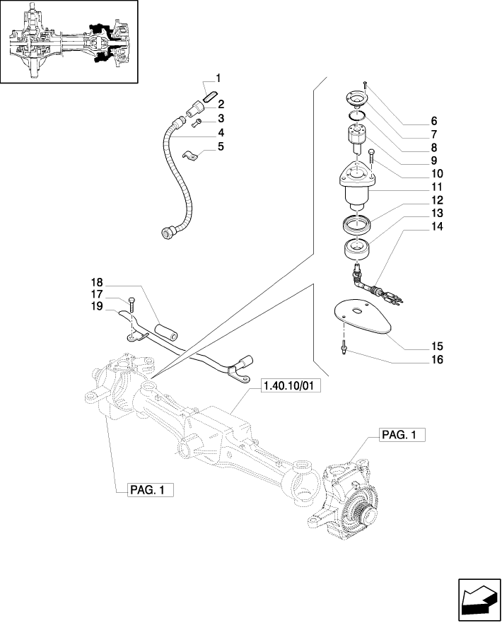 1.40.10/02(02) (VAR.330430) (CL.4) FRONT AXLE W/MULTI-PLATE DIFF. LOCK, ST. SENSOR AND BRAKES - SENSOR