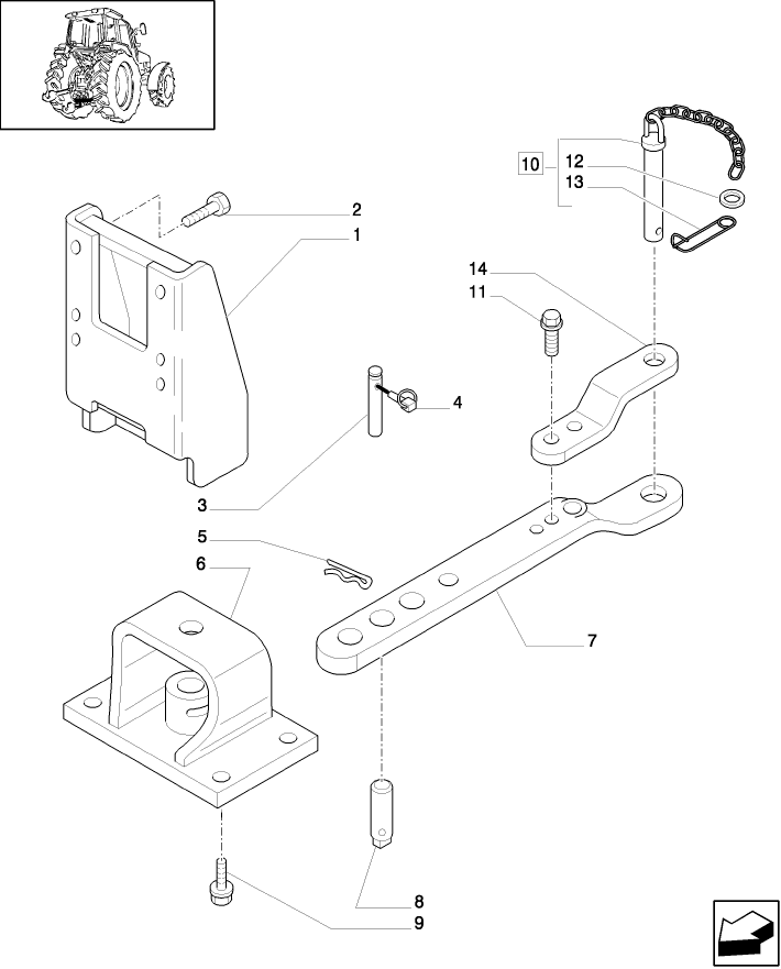 1.89.0/04 (VAR. 839) INDIPENDENT SWINGING DRAWBAR - NASO - WITH CLEVIS