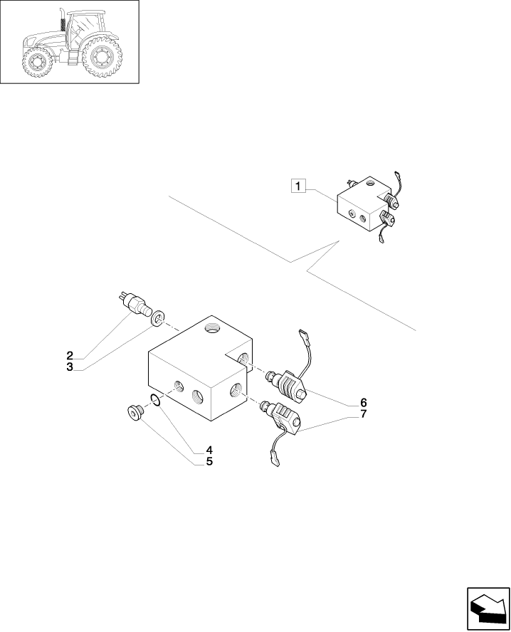 1.82.7/14B TRAILER BRAKE VALVE (ITALY) - MANIFOLD - BREAKDOWN