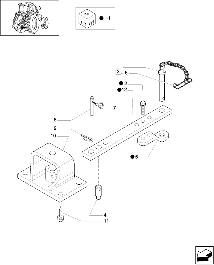 1.89.0 (VAR. 907) SWINGING DRAWBAR FOR SLIDER TOW HOOK