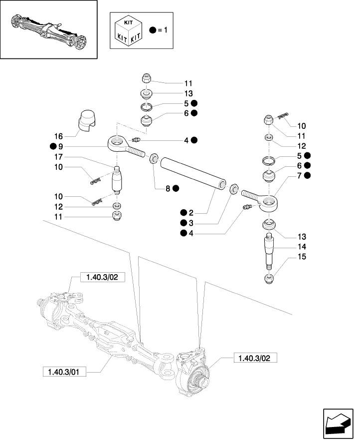 1.40.3/04 (VAR. 217) CLASS 4 4WD FRONT AXLE SUPERSTEER WITH "TERRALOCK" - LINK