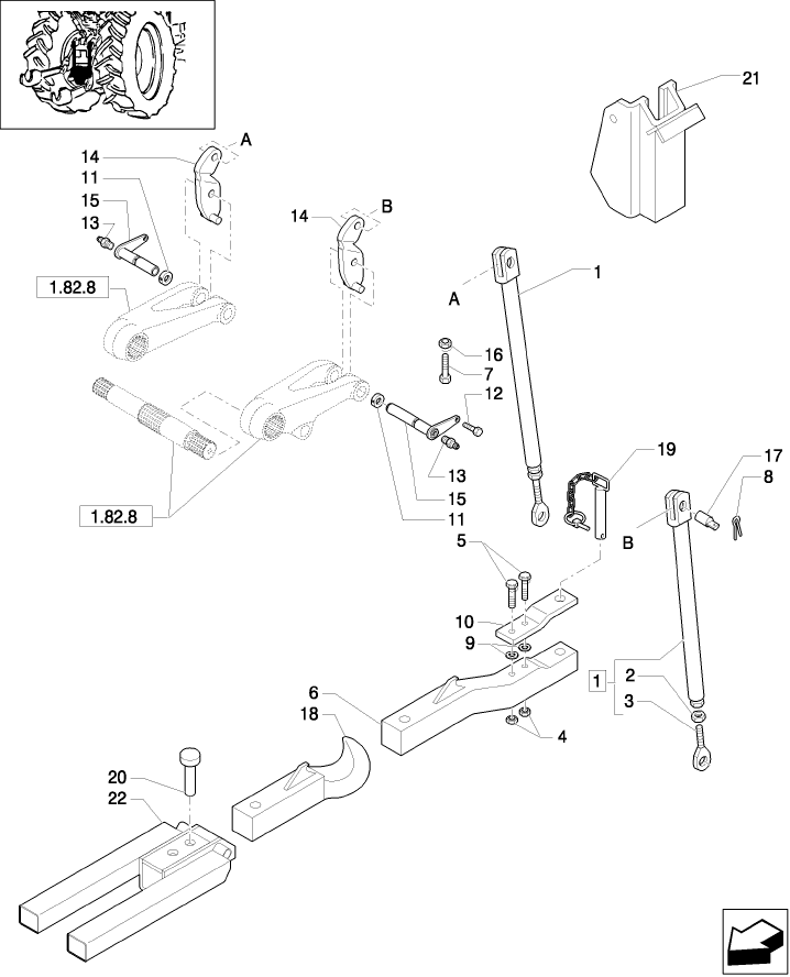 1.89.3(03) (VAR. 248) HYDRAULIC AUTO PICK-UP HITCH WITH DRAWBAR