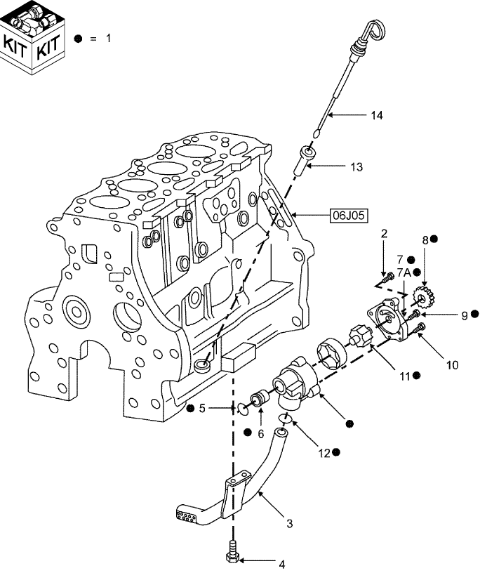 06N01 EMISSIONIZED ENGINE, OIL PUMP & DIPSTICK