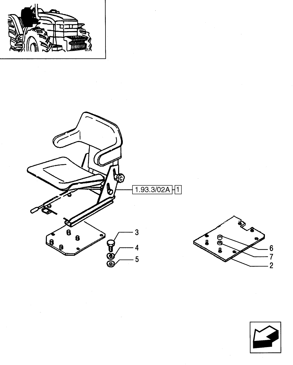 1.93.3/02 (VAR.191) DELUXE VINYL SEAT WITH BELTS, SUPPORT - L/CAB