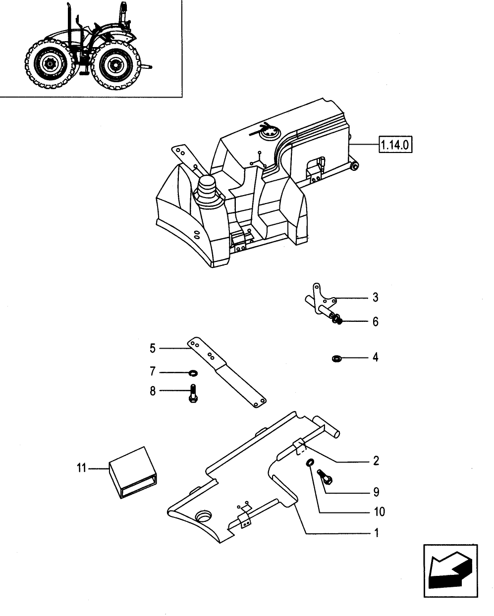 1.14.7/01(01) FUEL TANK - SUPPORT - FOR HIGH CLEARANCE VERSION