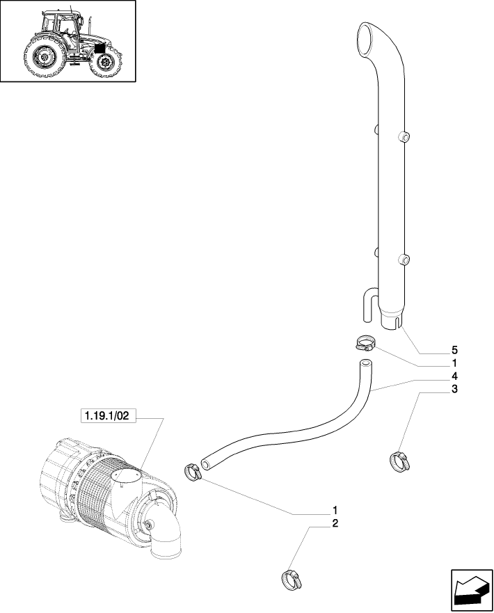 1.19.7/02(01) (VAR.199) AIR FILTER DUST EJECTOR - AIR CLEANER PIPING