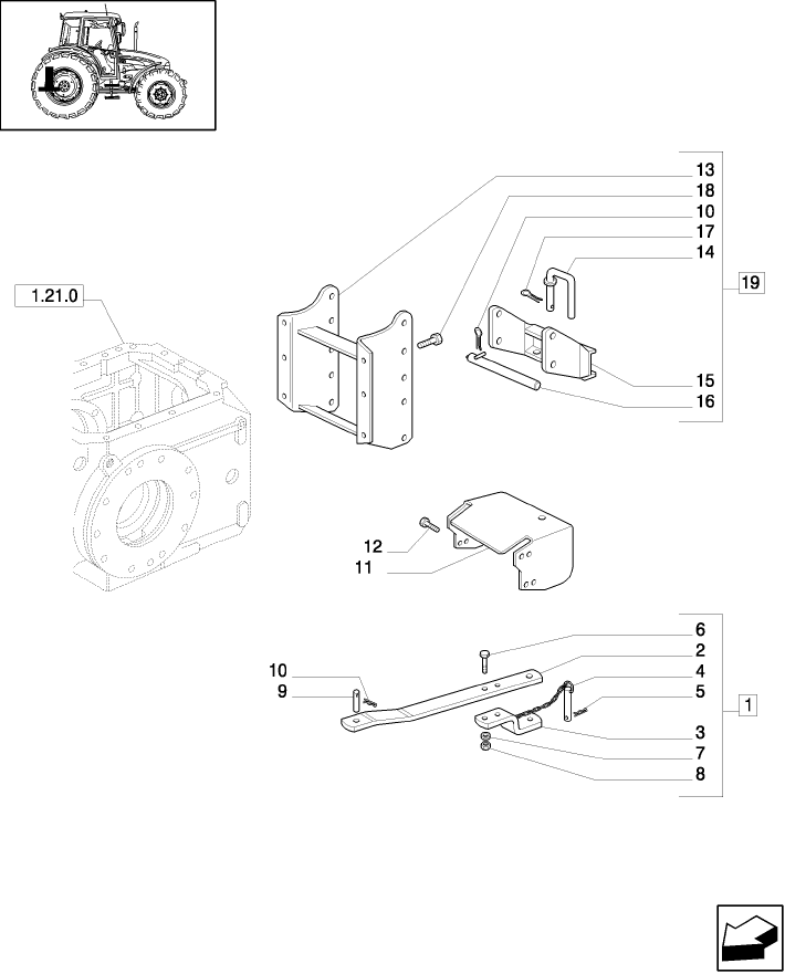 1.89.0/04 (VAR.953) MOBILE DRAWBAR AND SUPPORT