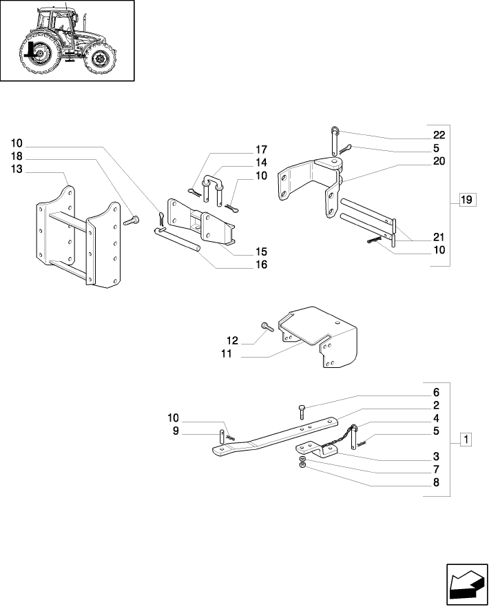 1.89.5 (VAR.955) SUPPORT, MOBILE BAR AND HITCH (HOLE DIAMETER 29 MM) - TYPE C