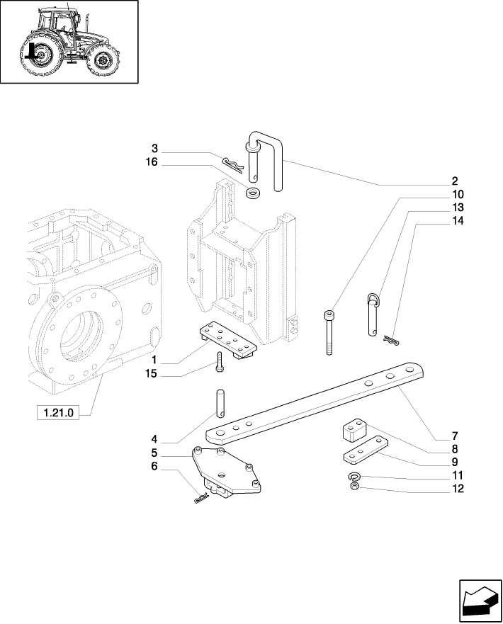 1.89.0/03 (VAR.912/1) SWINGING DRAWBAR FOR HITCH AND SUPPORT - (GERMANY)